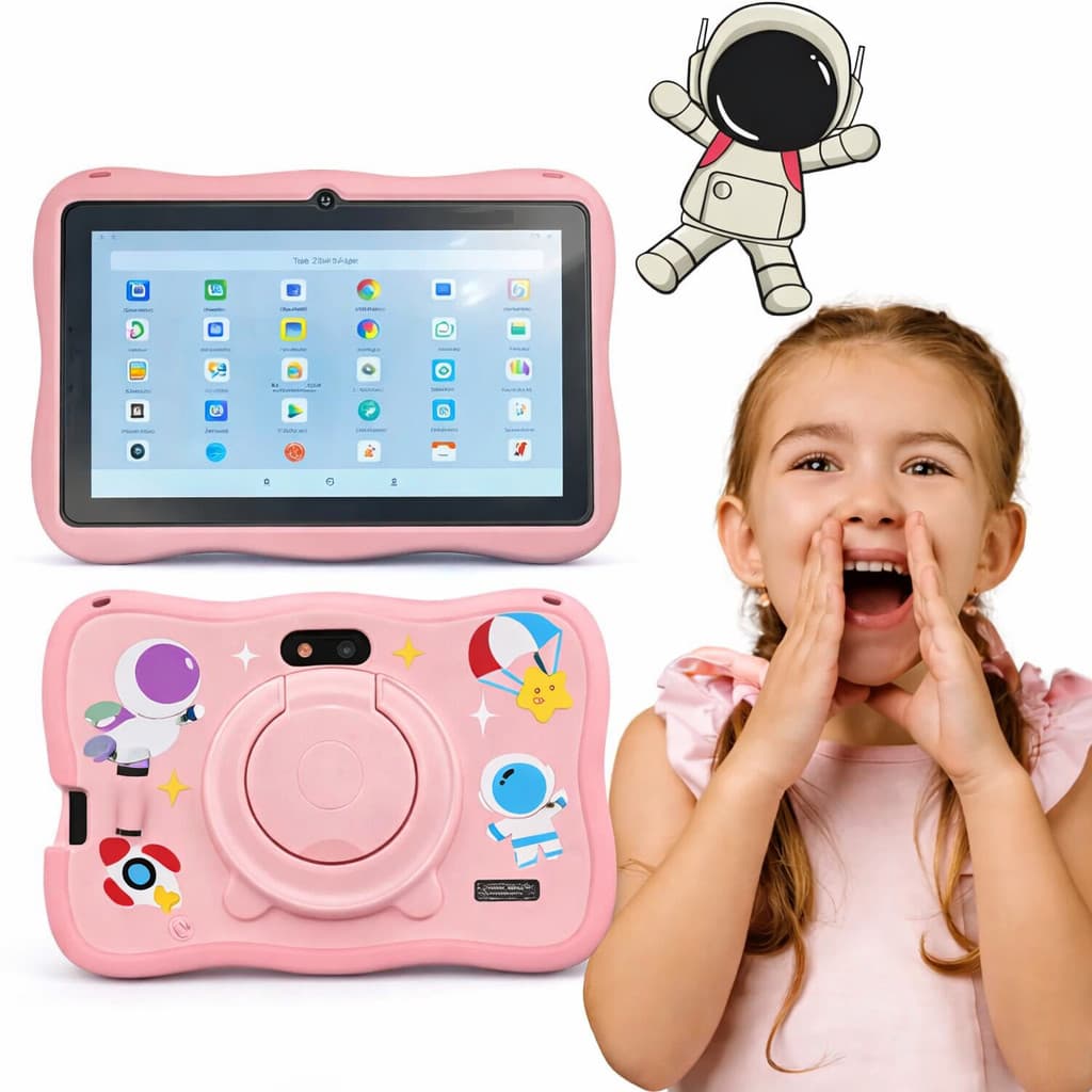Tablet Educativo Infantil 7" Tela IPS Android WiFi Bluetooth 64GB Aventura Suporte Smart