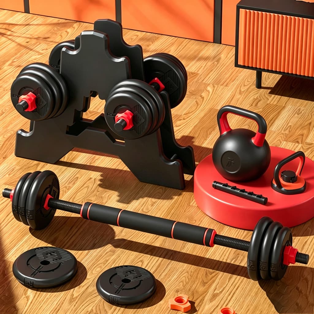 HEROI Kit Academia em Casa 15kg/20kg Halteres Ajustáveis,Inclui Barra Longa e Presilhas de Segurança