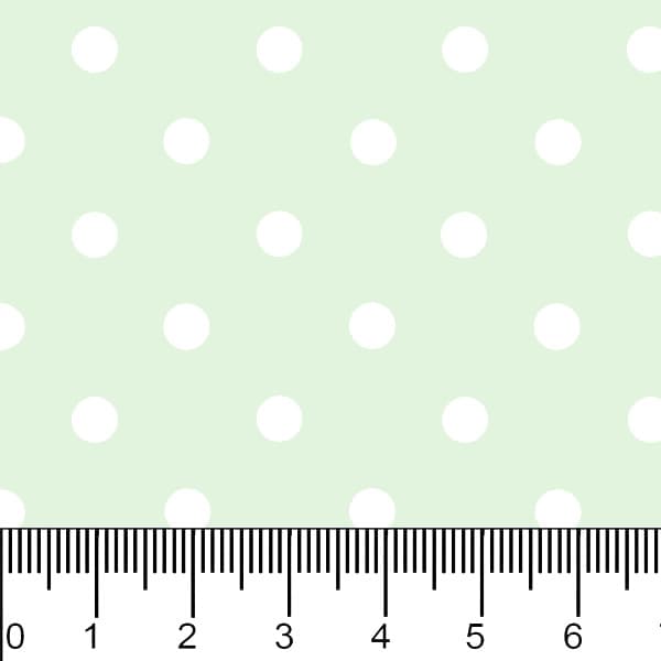 Tecido Tricoline Estampado Poá Médio Branco Fundo Verde Claro Costura Patchwork Artesanato DIY Pano