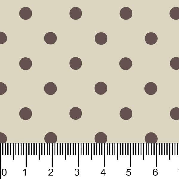 Tecido Tricoline Estampado Poá Médio Médias Marrom Fundo Bege Costura Patchwork Artesanato DIY Pano