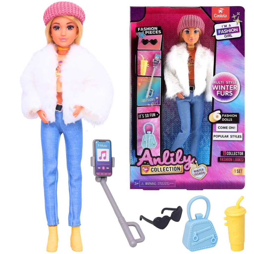 Boneca Articulada Fashion Coleção Inverno C/ Acessórios - Castela