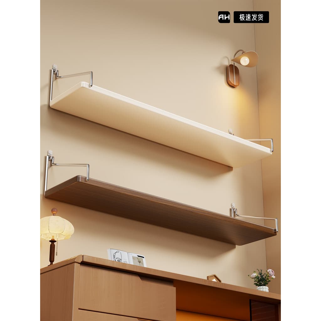 Prateleira de parede sem perfuração, divisória plana, prateleira de cabeceira para quarto, suporte para projetor de pare