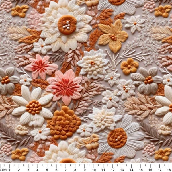 Tecido Tricoline Digital 3D Flores Encanto Tons Pastéis Artesanato Patchwork Ateliê Pano Costura DIY