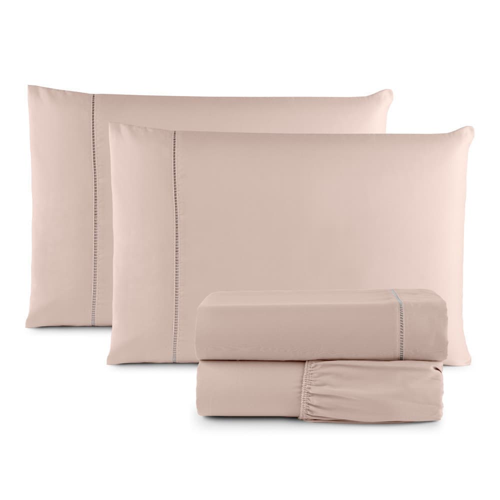 Kit Jogo de Cama Lençol Casal 4 Peças Com Elástico 400 Fios Super Macio Micropercal