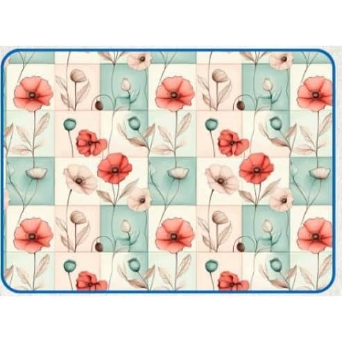 Tecido Tricoline digital Fernando Maluhy coleção Mint Poppies floral patchwork 50 x 150 cm