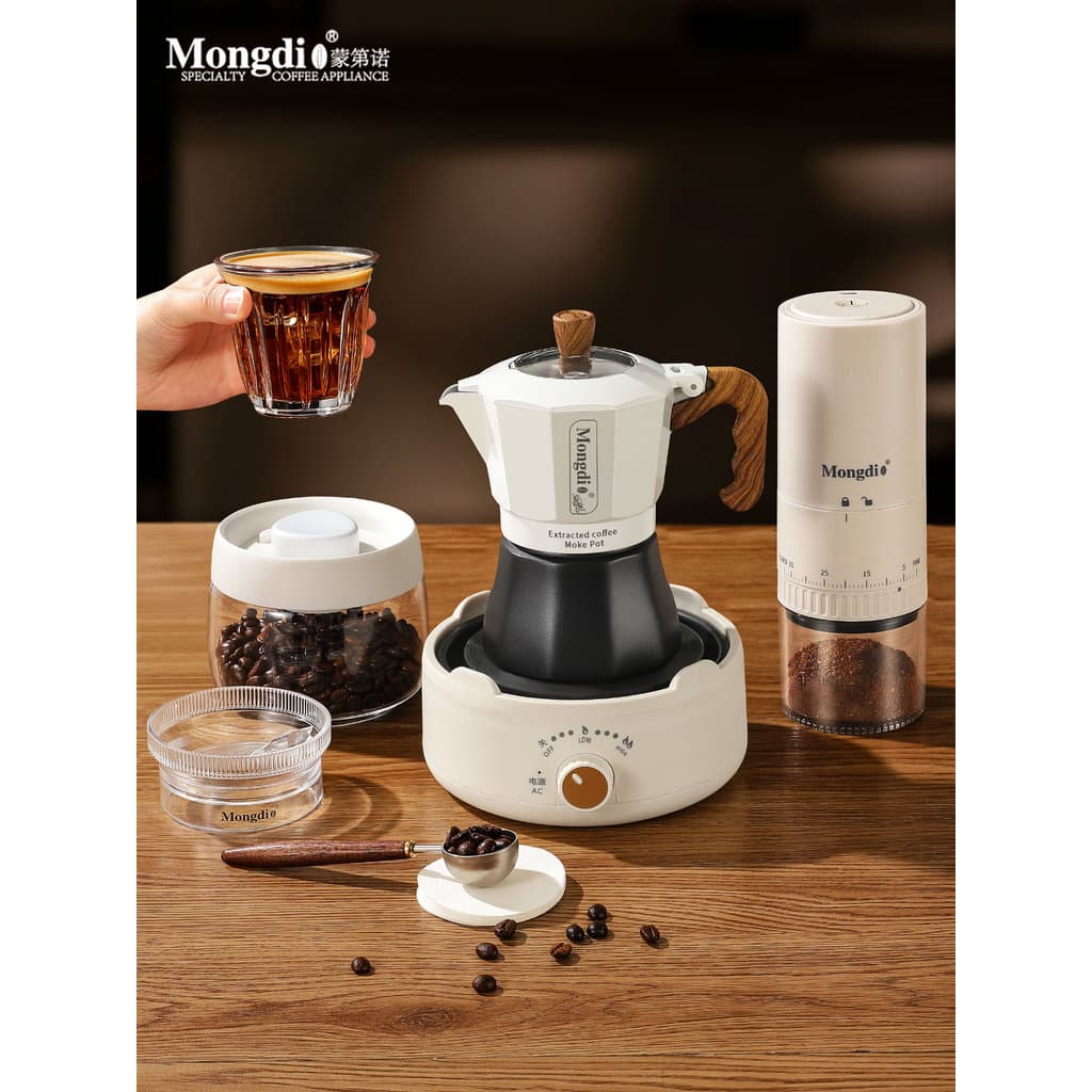 Conjunto de pote moka com válvula dupla Mongdio Moka cafeteira pequena máquina de fazer café expresso pote de extração
