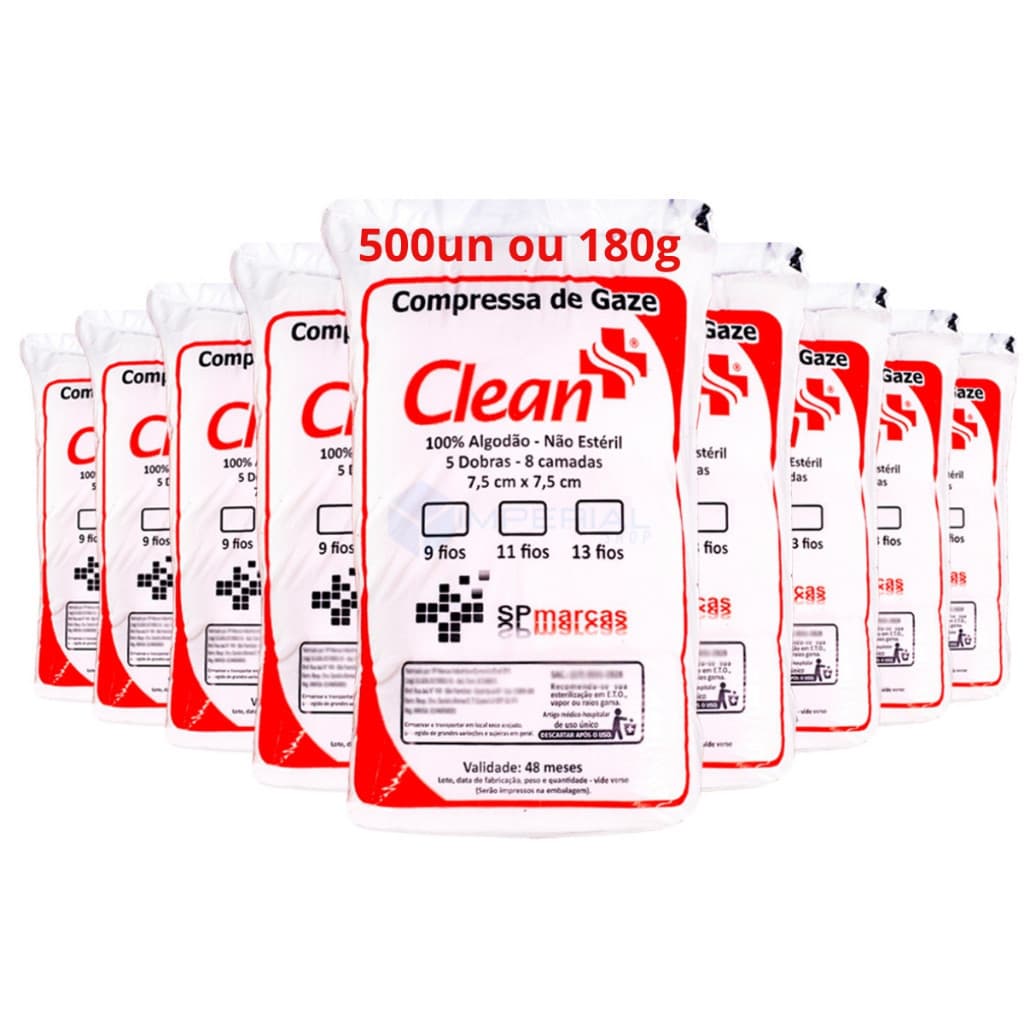 Kit 10x Compressas De Gaze 9 Fios Pacote Curativo