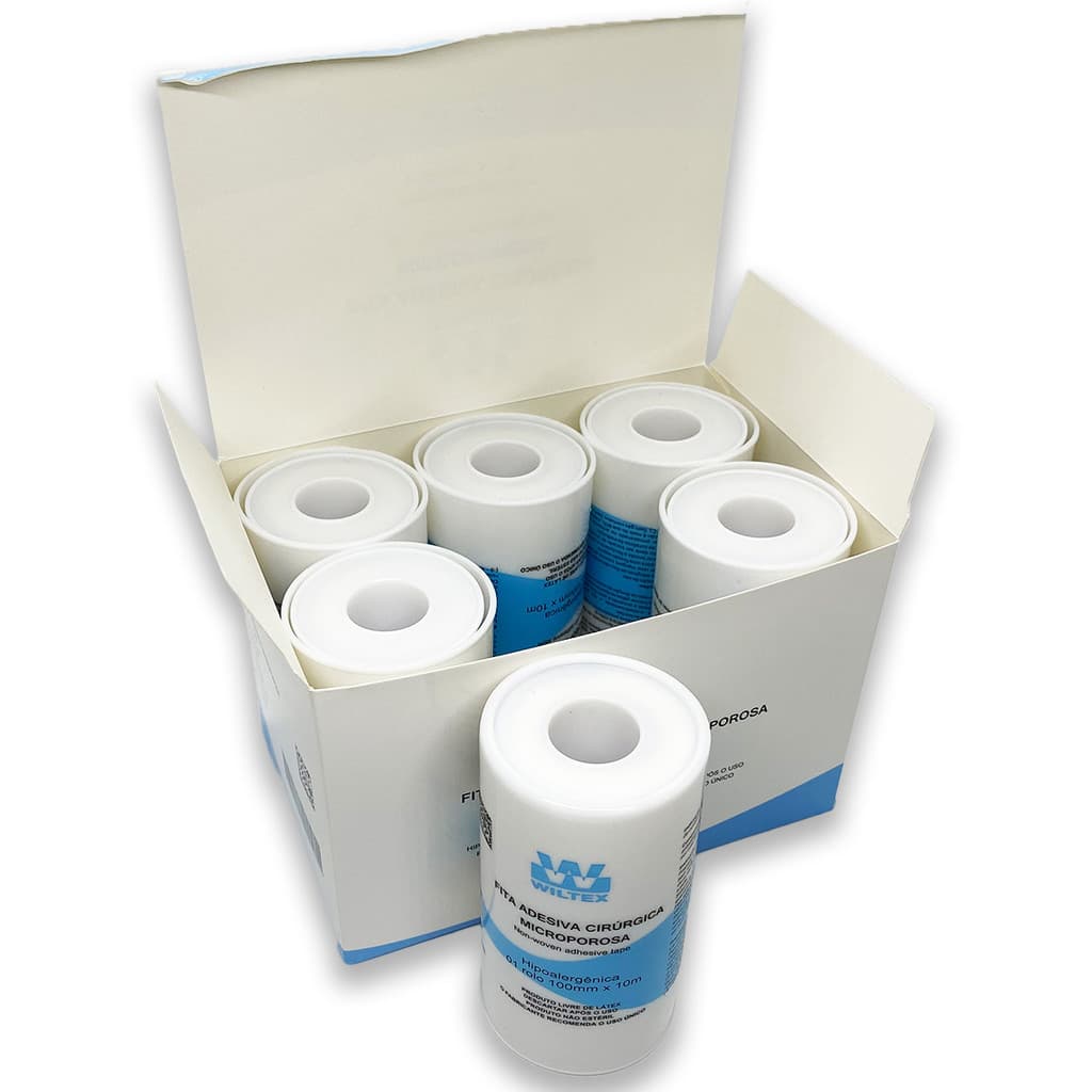 Fita Micropore Branca 100mm x 10m Kit com 6 Wiltex