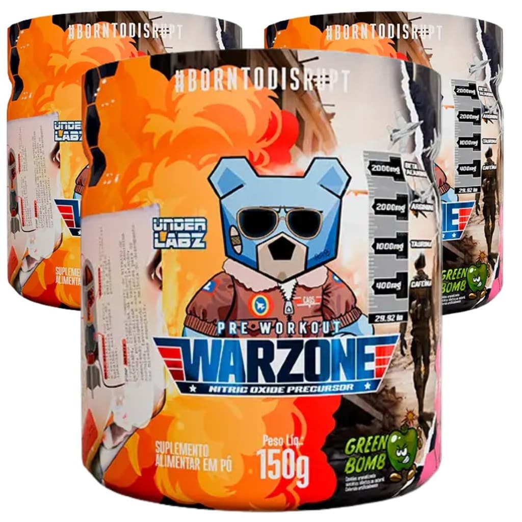Combo 3 Pré-Treino Warzone Under Labz 150g Suplemento Treino Pump Matrx Energia Caféina
