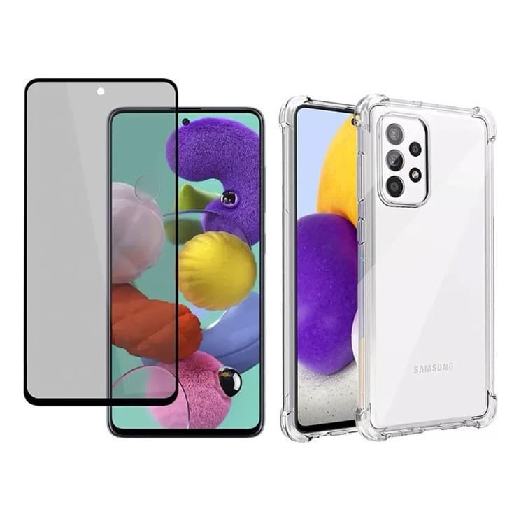 Capa Capinha Anti Impacto Compatível Com Galaxy A72 E/OU Pelicula 3D Privacidade Anti Spy Espião