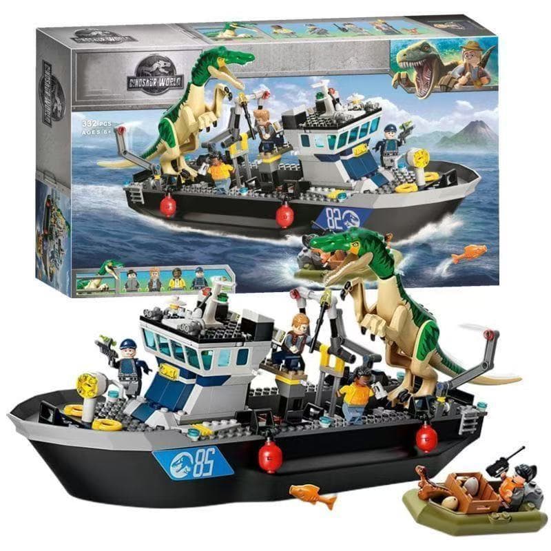 800 peças de blocos de dinossauro LEGO Navio de transporte de Utahraptor Fuga do T-Rex Brinquedo de montar para meninos