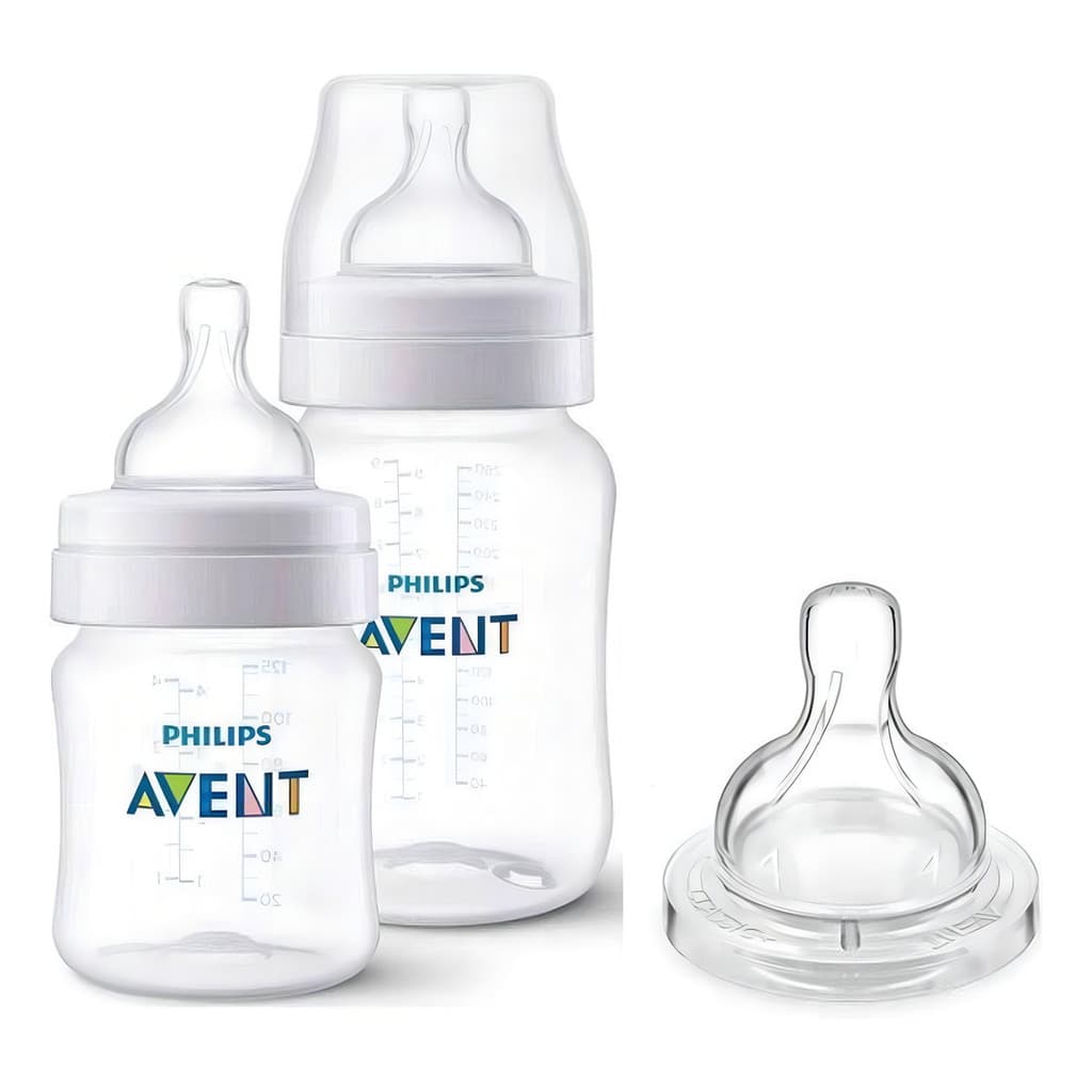 Kit Duplo Mamadeira Clássica Anticolic 125ml, 260ml + Bico 4