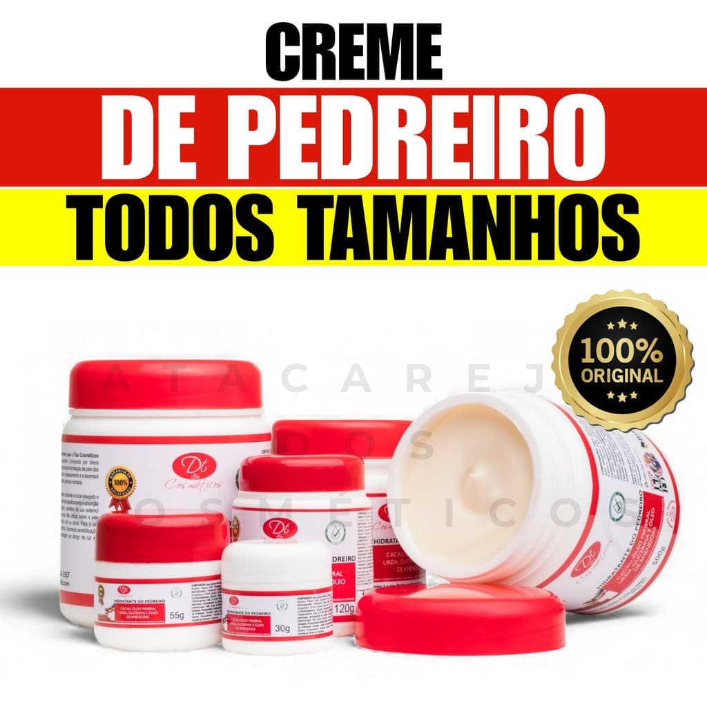 Creme do Pedreiro para Pés Rachados, Mãos e Cotovelos Ressecados com Ureia Super Hidratante Vários Tamanhos