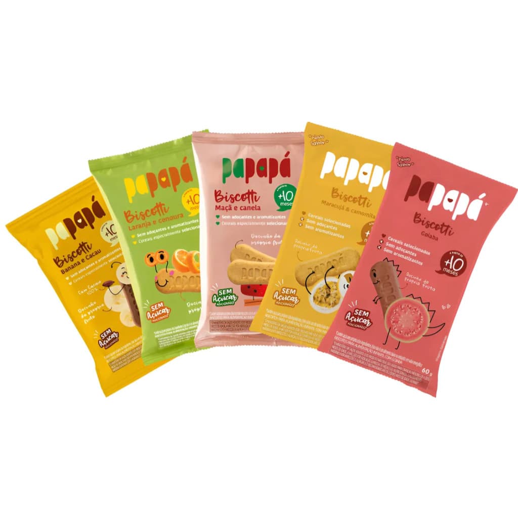 Biscoito de bebe saudavel kit 5 biscotti papapa sem açucar