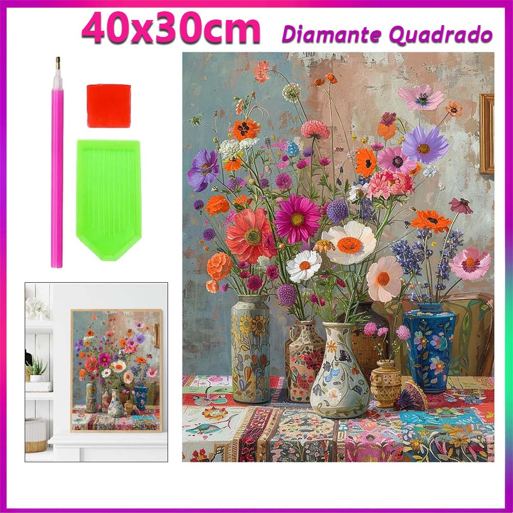 40x30cm Parede de Flores pintura de diamante pintura de diamante 5D decoração de parede doméstica  Diamante quadrado