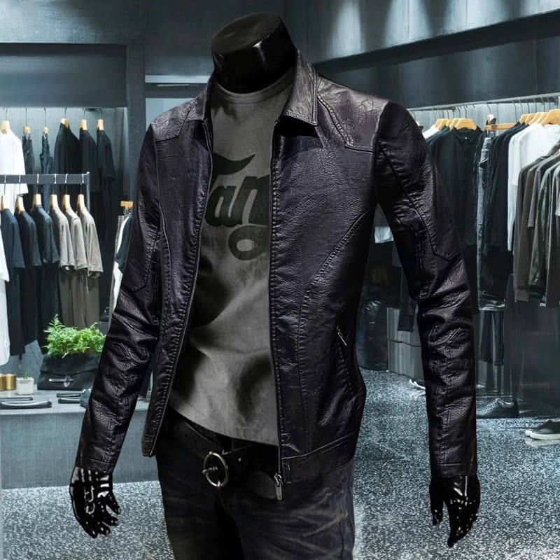 Jaqueta de couro masculina outono jaqueta de couro gola versão coreana jaqueta de couro pu jaqueta masculina 6.13