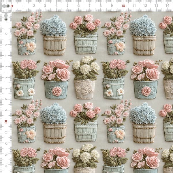 Tecido Tricoline Digital 3D Varanda Florida Costura Artesanato Patchwork Pano DIY Quilt