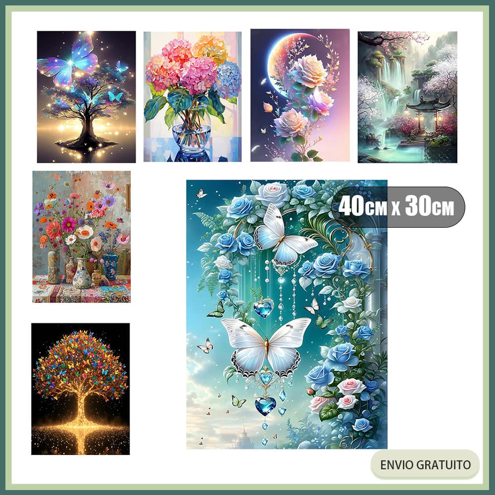 Pintura em 5D Diamante Quadrado - Arte do Estúdio,Perfeito para Decoração de Casa,Série de árvores floridas,40x30cm