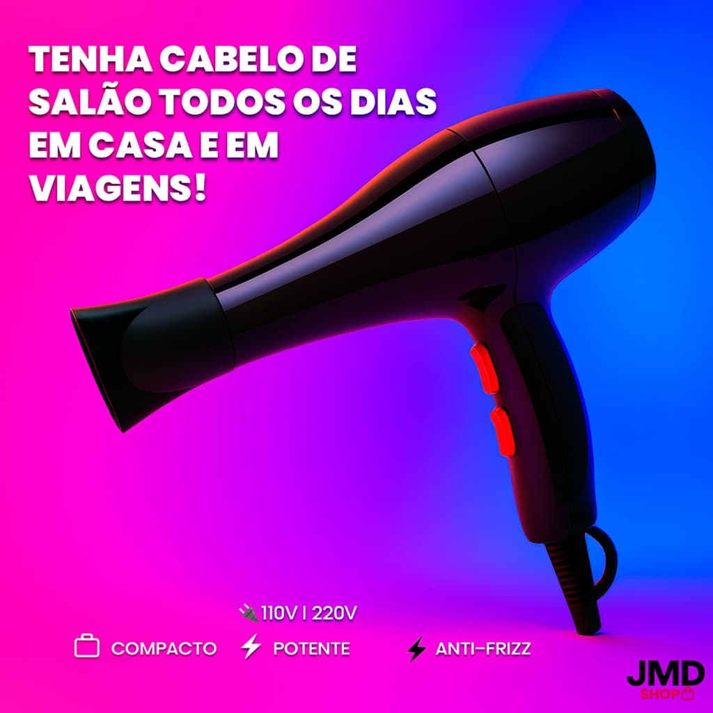 Secador De Cabelo Profissional Modelador Resultado Profissional Brilhantes Durável