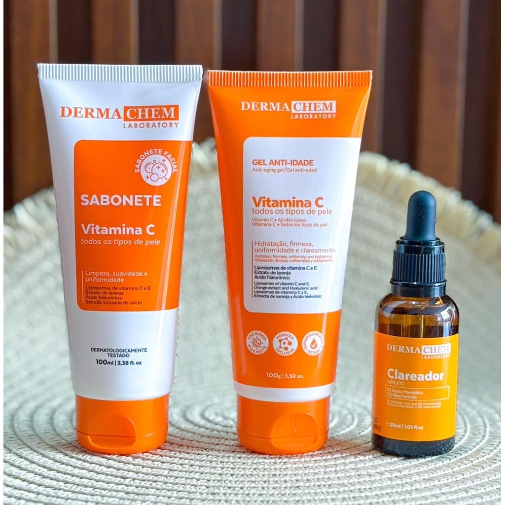 KIT SKINCARE VITAMINA C ANTI-IDADE CLAREADOR - DERMACHEM