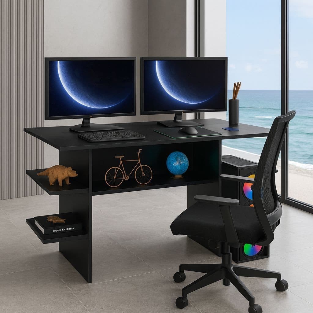 Mesa Escrivaninha para Computador, Estudo e Notebook Gamer - Cor Preta