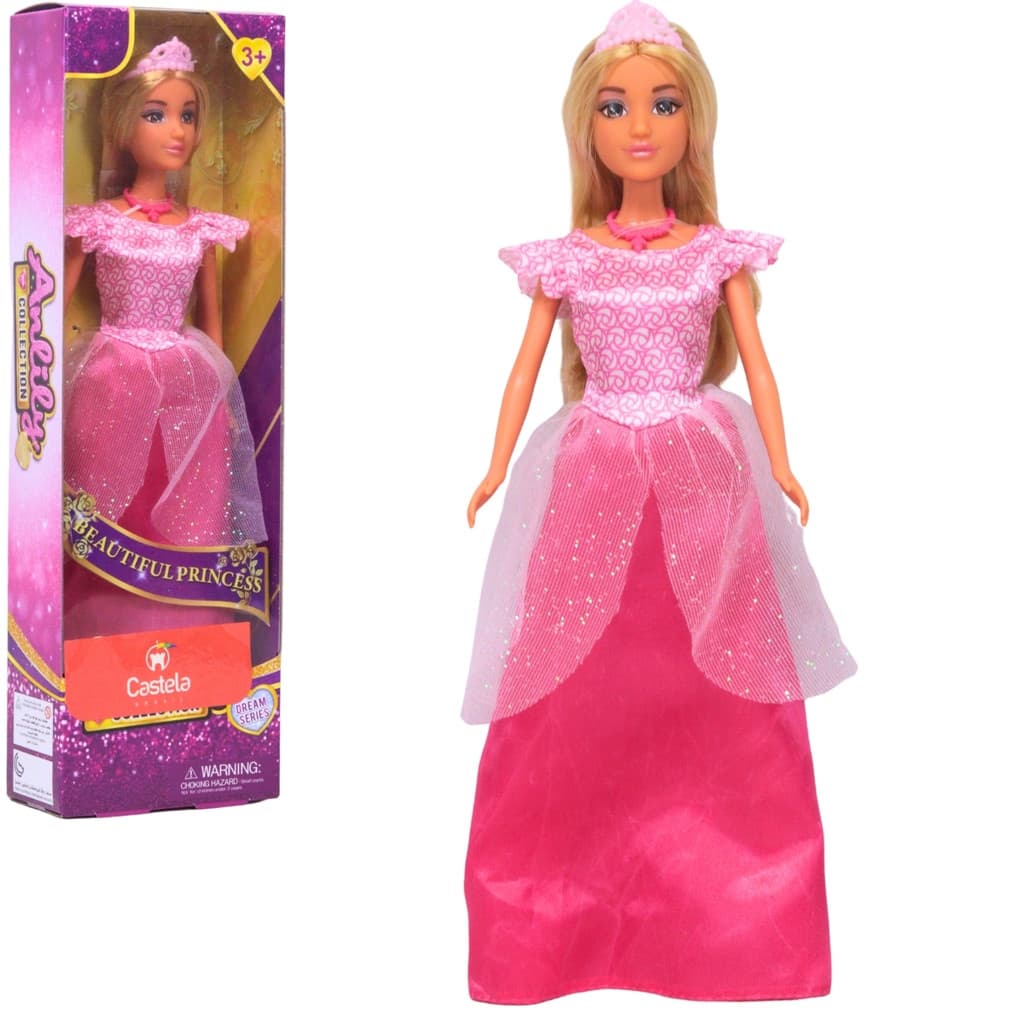 Boneca Princesa Anlily Com Vestido Longo Rosa Castela Original Brinquedo Infantil Menina Boneca Articulada