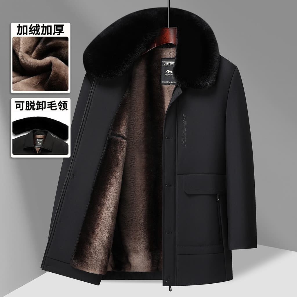 Jaqueta de inverno do pai Jaqueta acolchoada de algodão de comprimento médio Jaqueta masculina acolchoada de lã grossa J