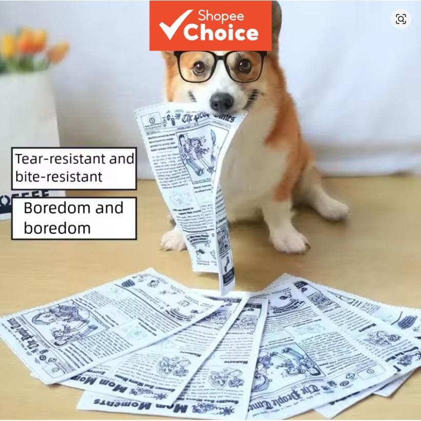 Brinquedo de jornal simulado para cachorro, papel amassado resistente a mordidas para aliviar o tédio e brinquedo de