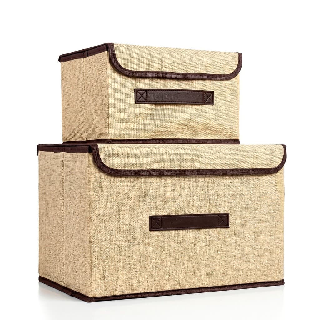 Kit 2 Caixas Organizadoras Com Tampa 19/8 Litros Dobrável Cesto Multiuso Quarto Banheiro - Giftutil
