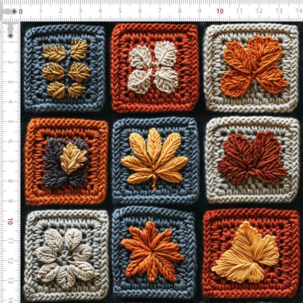 Tecido Tricoline Digital 3D Crochê Folhas Outono Costura Pano DIY Patchwork Artesanato Quilt Ateliê
