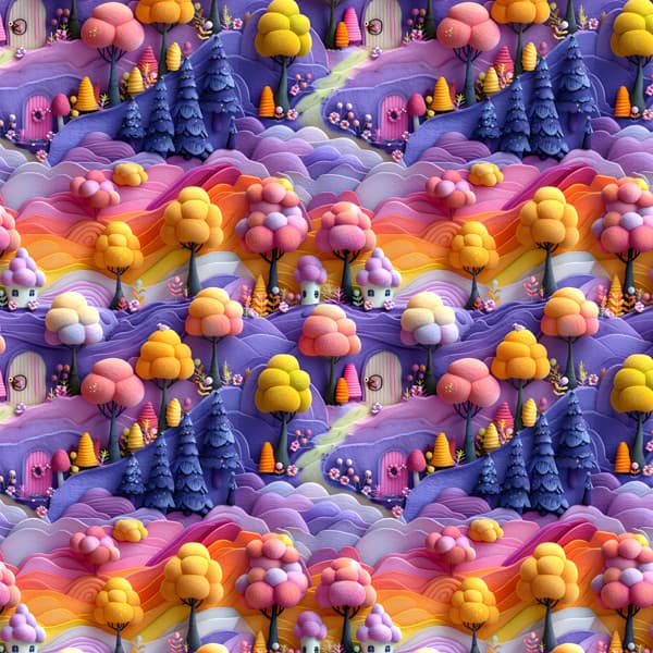 Tecido Tricoline Digital Efeito 3D Jardim das Maravilhas Artesanato Pano Costura Patchwork