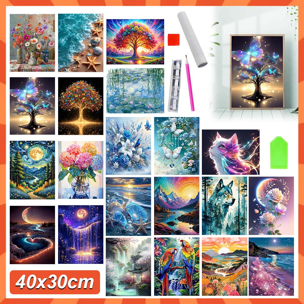 Kits de arte de diamante, kits de pintura de diamante para iniciantes adultos, diamante quadradas 5D, 30 x 40 cm