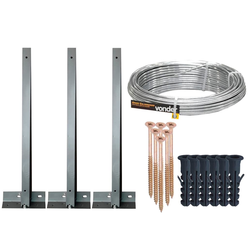 KIT SUPORTE HASTE CONCERTINA 30CM TIPO BASE P/10 METROS