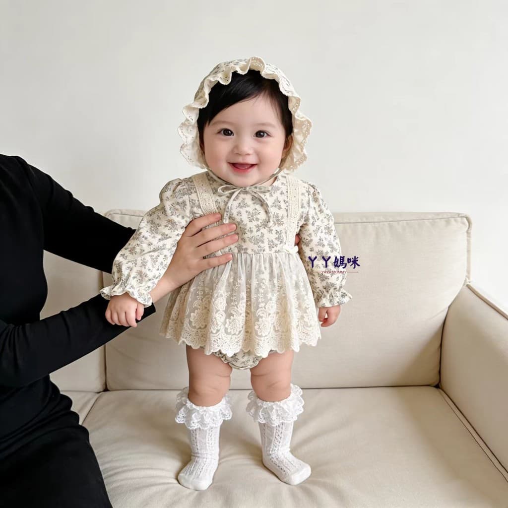 Cem dias roupas de bebê primavera outono roupas Floral rendas macacão vestido bebê recém-nascido menina mês cheio um ano