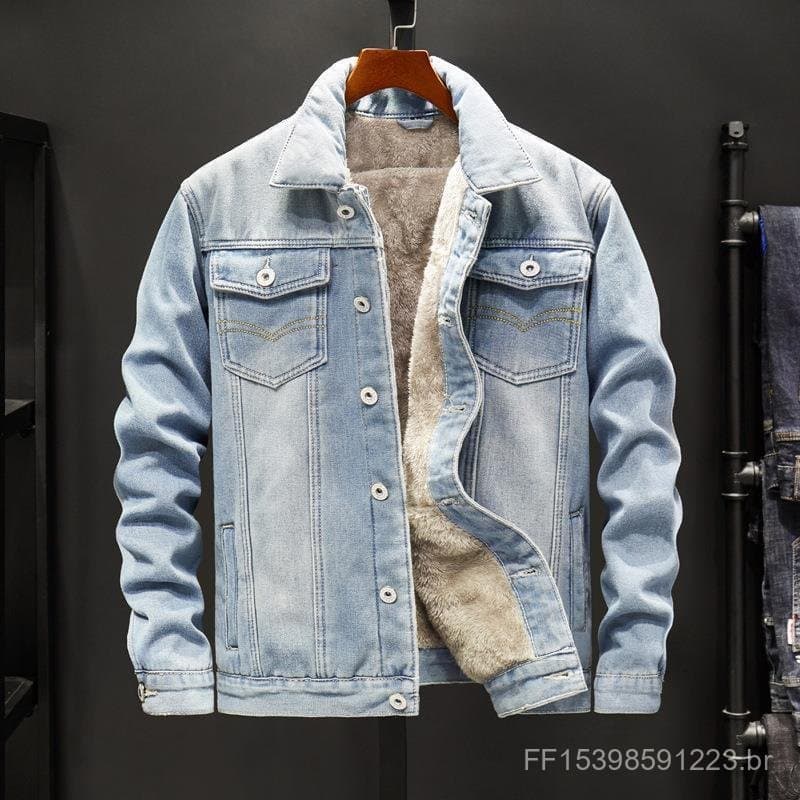 Inverno Denim algodão acolchoado jaqueta masculina velo-acolchoado engrossado tamanho grande jaqueta térmica versão core