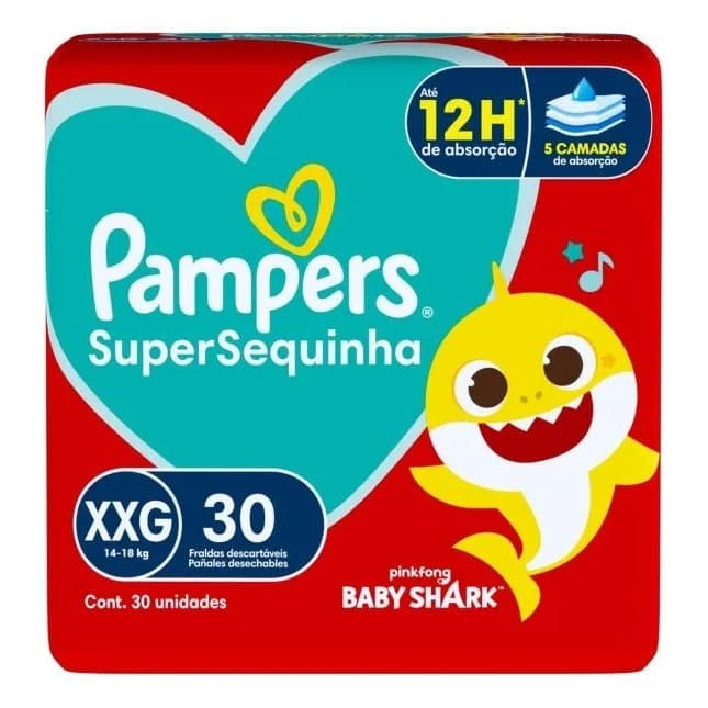 Fralda Pampers Supersequinha Tamanho XXG 30 Unidades