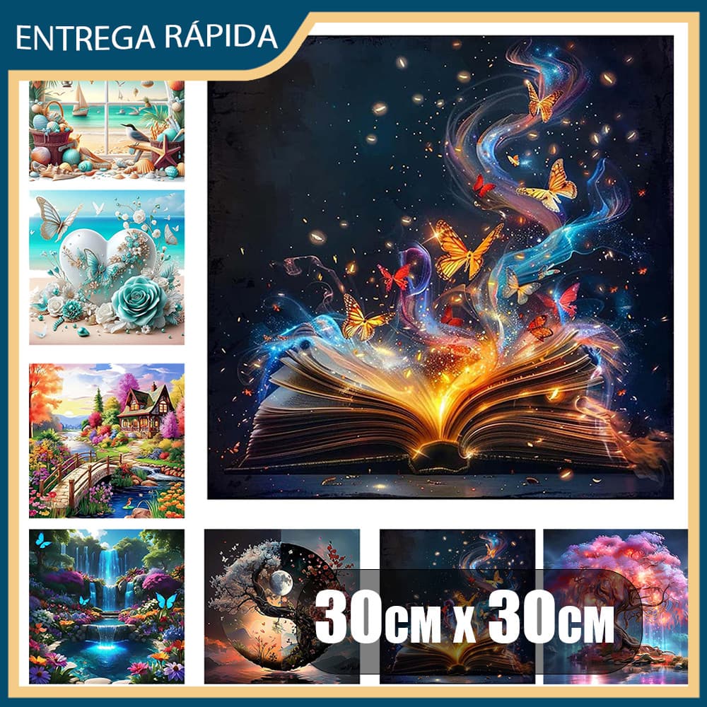 Kit Pintura Quadrado Diamante 5D Completo | Terapia artística | Relaxante, alivie o estresse,30x30cm,Série Paisagem