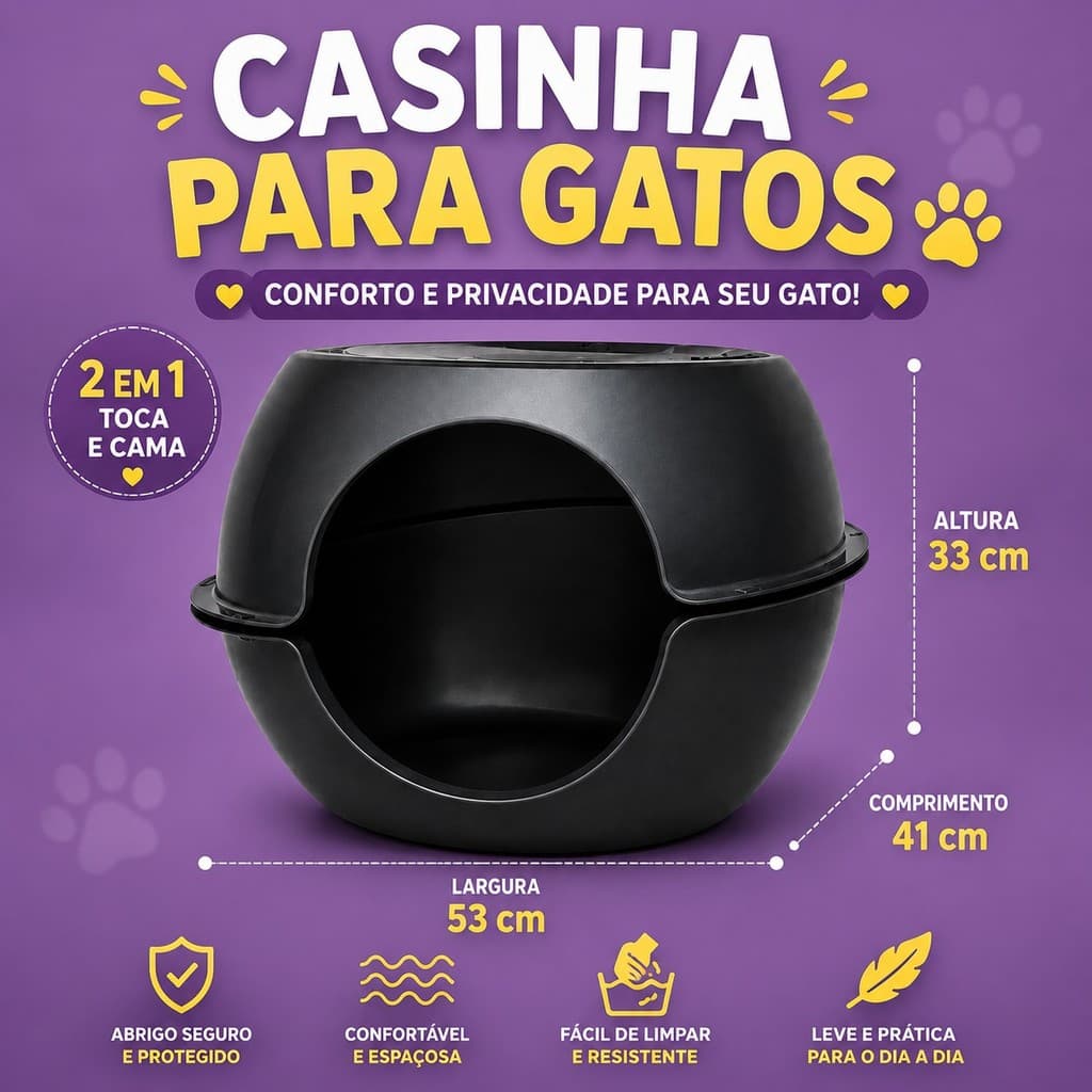 Casinha para Gatos toca do gato Cama 2em1 Caminha Pet Para Gatos Premium