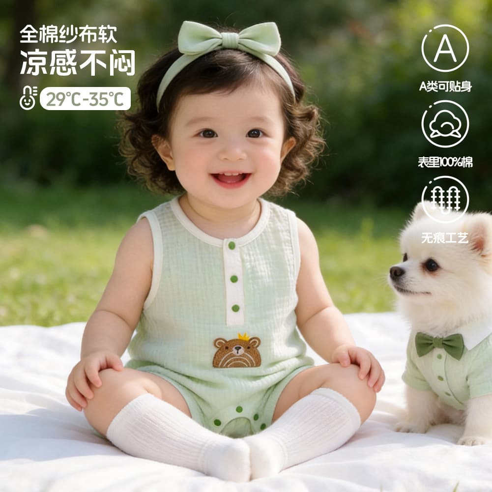 Bebê roupas de verão colete macacão estilo fino macacão bebê menina verão sem mangas macacão pequena idade mensal bebê m