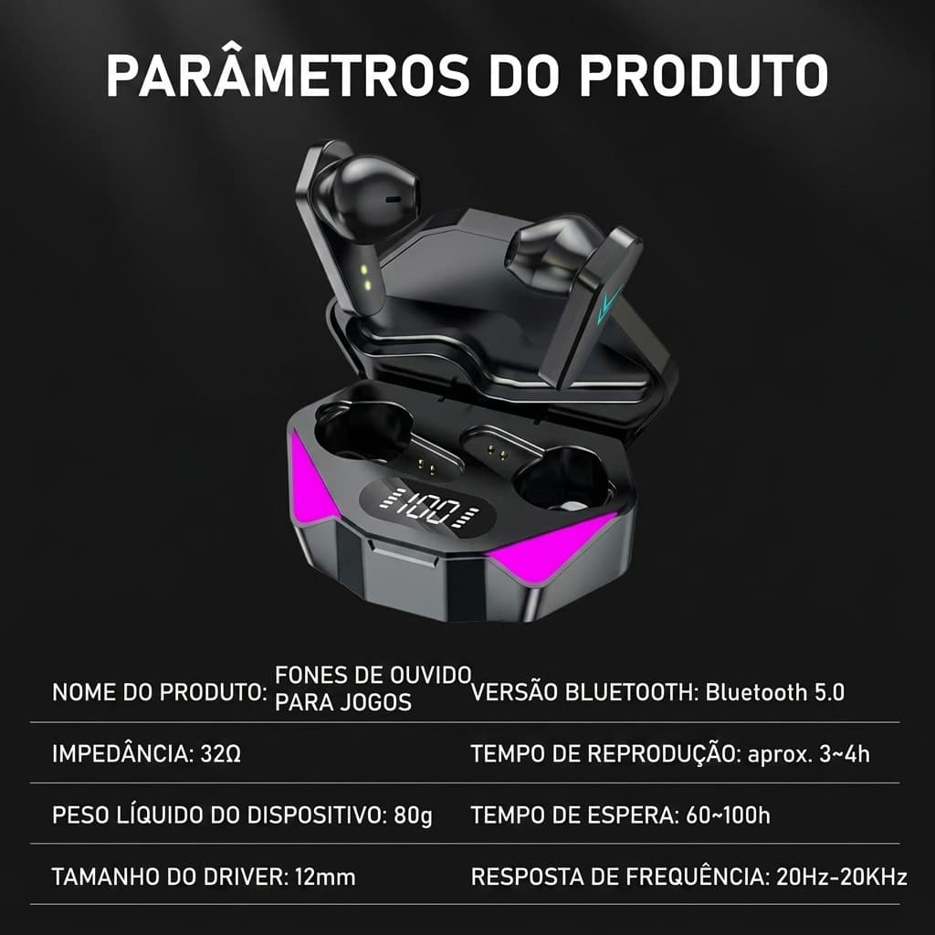 X15 TWS Fones De Ouvido Presente Criativo Fone Gamer Bluetooth Sem Fio Caixa Completa Controle Toque