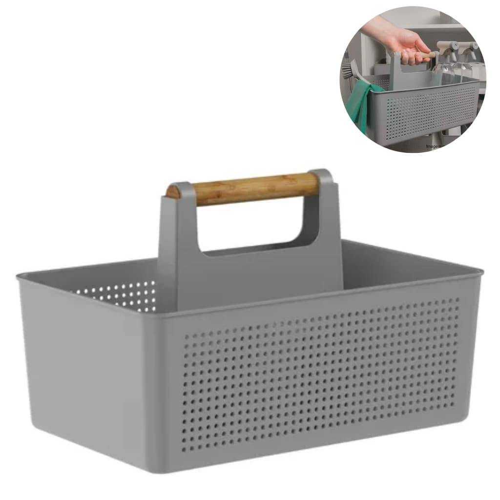 Cesto Organizador Multiuso Com Alça Ergonômica Versátil Lavanderia Banheiro Cozinha Casa Apartamento Produto de Limpeza