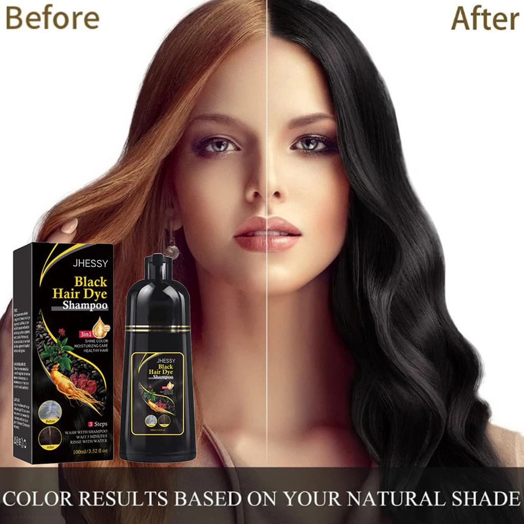 100ML Shampoo Preto De Tintura De Cabelo Preto 3 Em 1 , Fórmula De Ervas Hidratante Suave