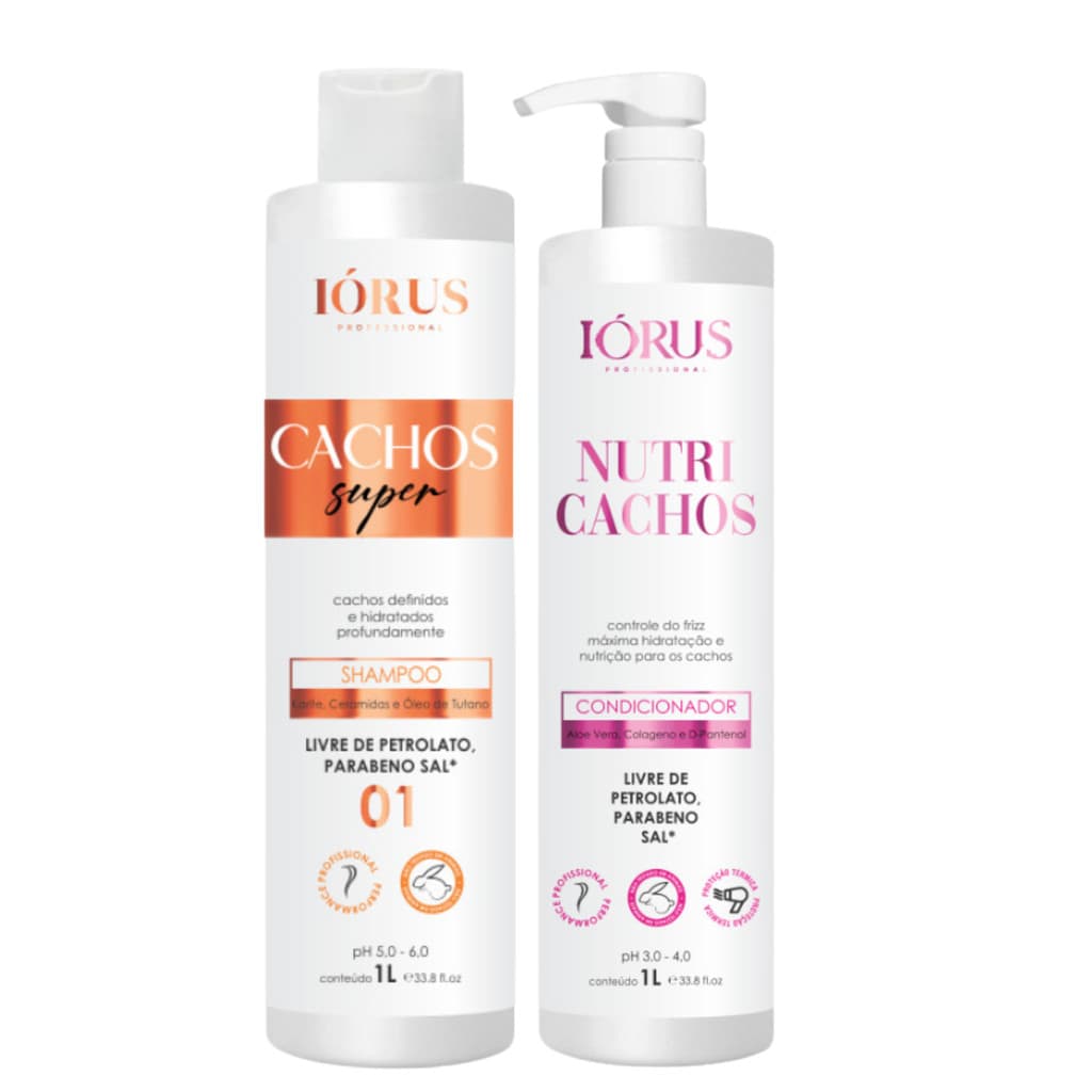 Kit Cachos Super Nutrição 1L Shampoo e Condicionador Iórus Profissional Hidratante