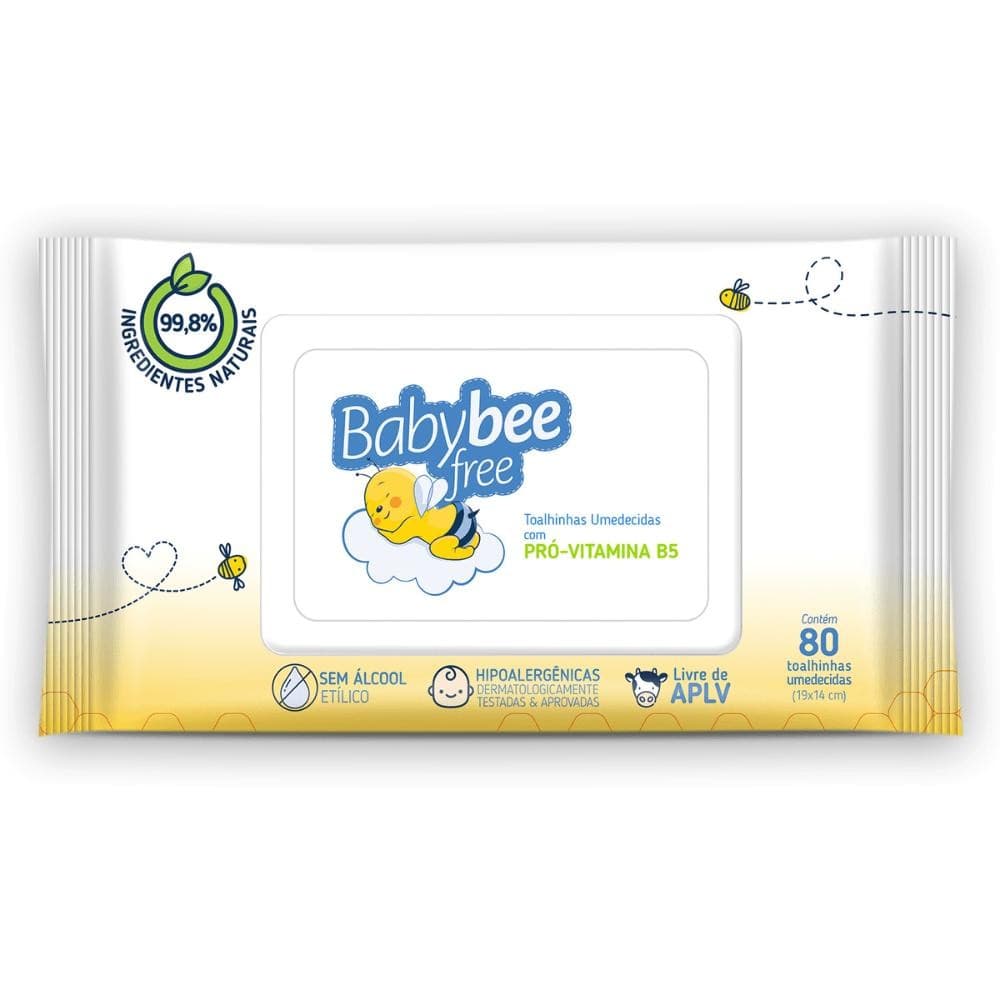 Toalha Umedecida Baby Bee Free C/80 Pro Vitamina B5