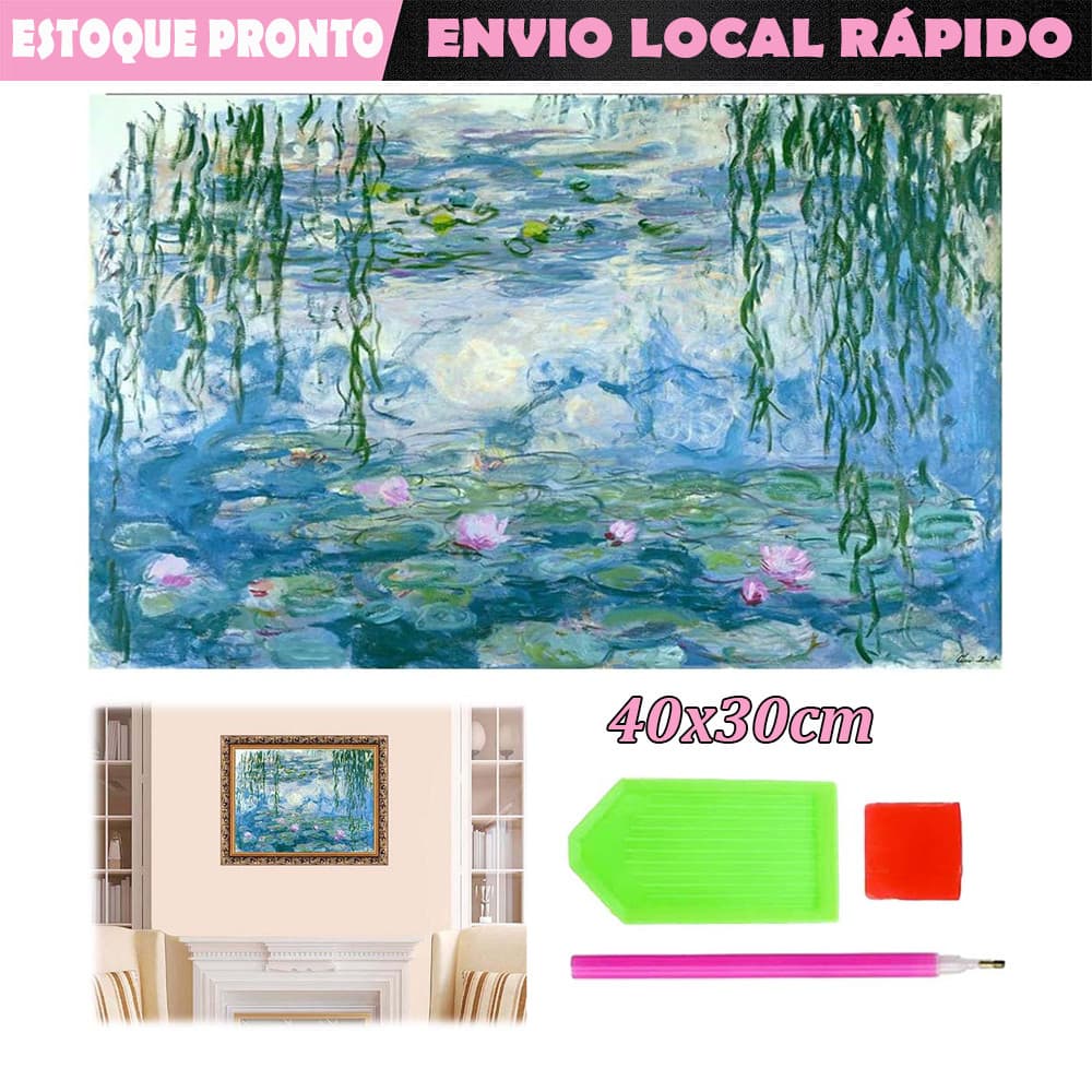 Lótus da Primavera Diamante quadrado pintura de diamante 5D faça você mesmo de diamante pintura 40x30cm