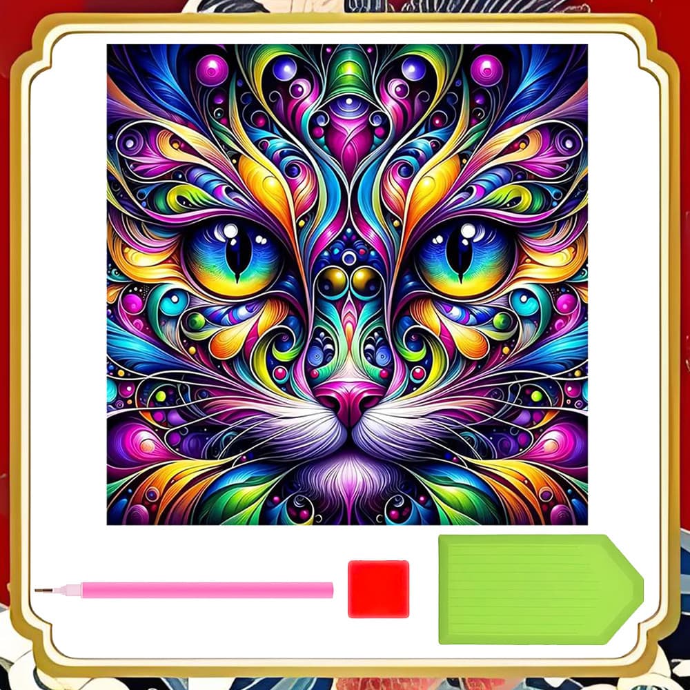 30 x 30 cm, Conjunto de Decoração de parede para casa quadrados pintura diamante Gatinho colorido arte diamante 5D DIY