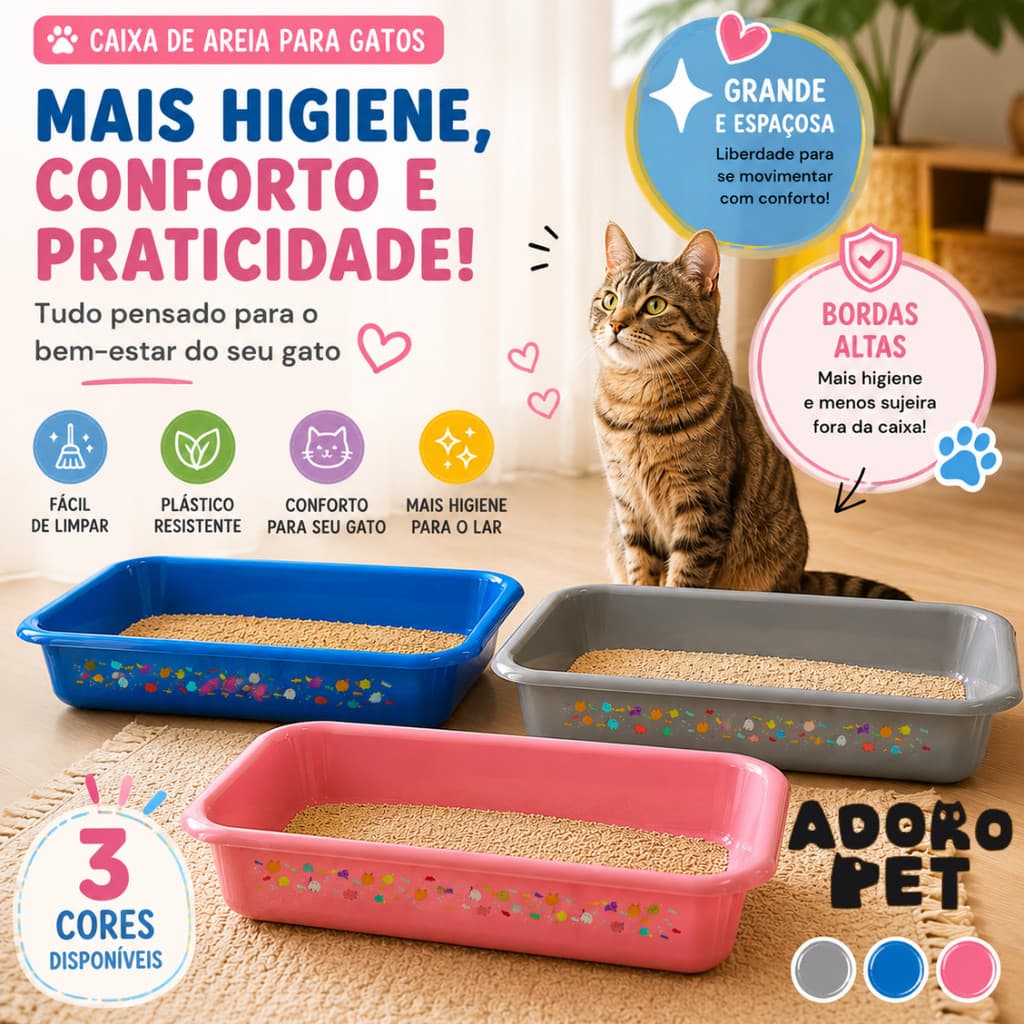 Caixa Sanitária Para Gatos Grande Bandeja De Areia Higiênica Banheiro Pet Alta Qualidade