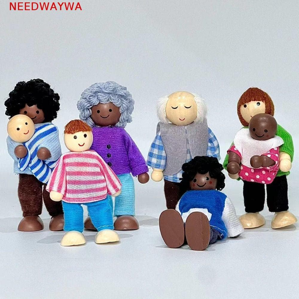 NEEDWAYWA 8 Pçs/set Mini Boneca Família , Simulação Bonecas Articuladas Móveis Brinquedo Em Miniatura