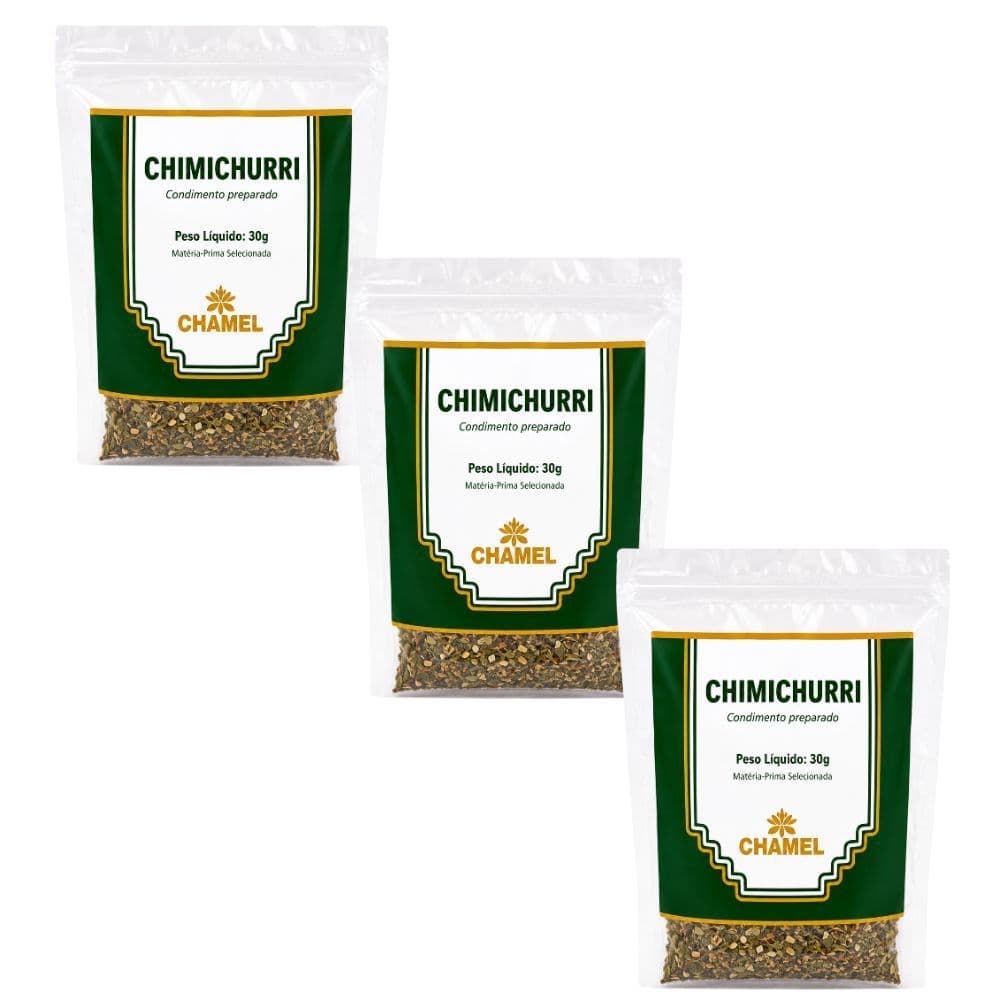 Kit 3 Condimento Chimichurri Chamel 30g Tempero Preparado
