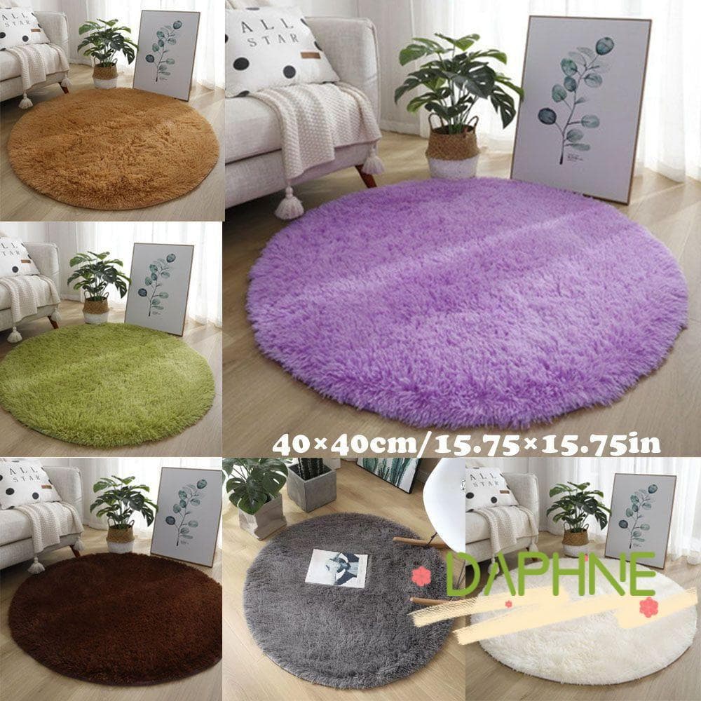 Tapetes De Sala De Estar DAPHNE , Tapete Redondo Espesso De Pelúcia Macio De Pé Antiderrapante De Cor Sólida De 40 Cm